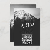 Zwart-wit bruiloft onder de bergen RSVP kaartje (Voorkant / Achterkant)