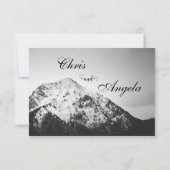 Zwart-wit bruiloft onder de bergen RSVP kaartje (Achterkant)