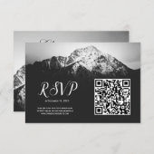 Zwart-wit bruiloft onder de bergen RSVP kaartje (Voorkant / Achterkant)