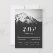 Zwart-wit bruiloft onder de bergen RSVP kaartje (Voorkant)
