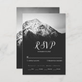 Zwart-wit bruiloft onder de bergen RSVP kaartje (Voorkant / Achterkant)