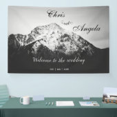 Zwart-wit bruiloft onder de bergen spandoek (Beurs)