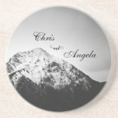 Zwart-wit bruiloft onder de bergen zandsteen onderzetter (Voorkant)