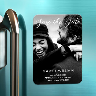 Zwart-wit bruiloft opslaan van de datum foto magneet