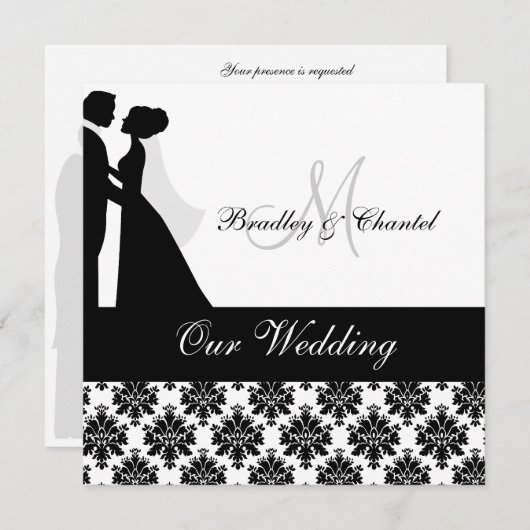 Zwart-wit bruiloft paar bruiloft uitnodiging (Voorkant / Achterkant)
