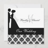 Zwart-wit bruiloft paar bruiloft uitnodiging (Voorkant)