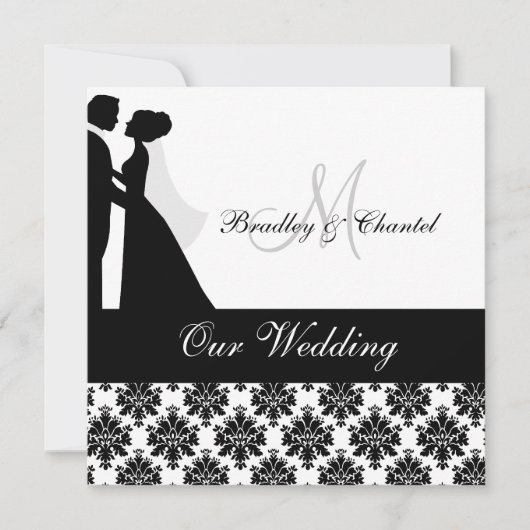 Zwart-wit bruiloft paar bruiloft uitnodiging (Voorkant)