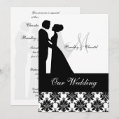 Zwart-wit bruiloft paar bruiloft uitnodiging (Voorkant / Achterkant)