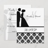 Zwart-wit bruiloft paar RSVP-kaart RSVP Kaartje (Voorkant / Achterkant)