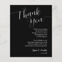 Zwart-wit bruiloft plaats instelling dank u