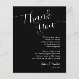 Zwart-wit bruiloft plaats instelling dank u flyer