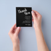 Zwart-wit bruiloft plaats instelling dank u flyer (Hand)