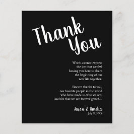 Zwart-wit bruiloft plaats instelling dank u flyer