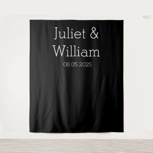 Zwart-wit Bruiloft Prop Achtergrond banner Wandkleed (Voorkant)