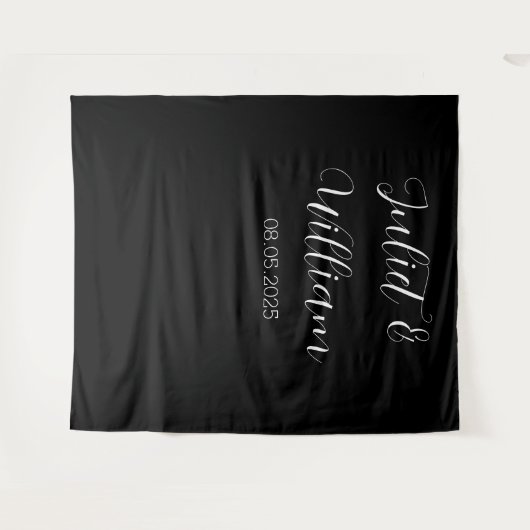 Zwart-wit Bruiloft Prop Achtergrond banner Wandkleed (Voorkant (horizontaal))