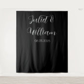 Zwart-wit Bruiloft Prop Achtergrond banner Wandkleed (Voorkant)