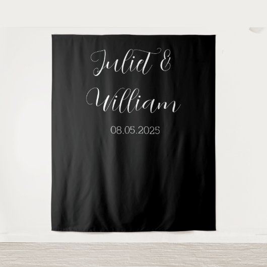 Zwart-wit Bruiloft Prop Achtergrond banner Wandkleed (Voorkant)