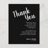 Zwart-wit bruiloft receptie Bord Bedankkaart (Voorkant)