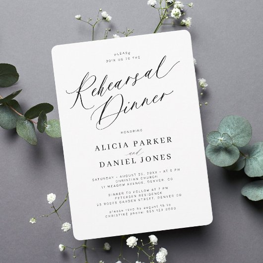 Zwart-wit bruiloft repetitie diner kaart