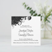 Zwart-wit bruiloft repetitie diner uitnodigingen (Staand voorkant)