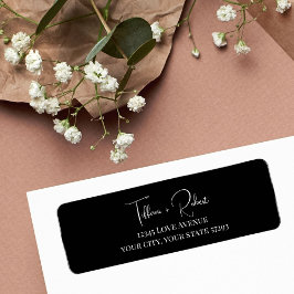 Zwart-wit bruiloft retouradres etiket