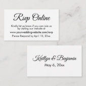 Zwart & Wit Bruiloft RSVP Online Elegant Eenvoudig Informatiekaartje (Voorkant / Achterkant)
