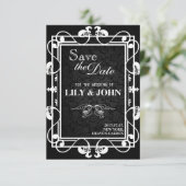 zwart-wit bruiloft save the date (Staand voorkant)
