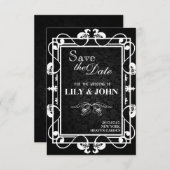 zwart-wit bruiloft save the date (Voorkant / Achterkant)