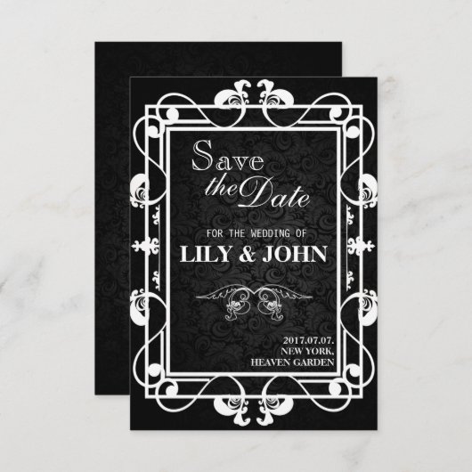  zwart-wit bruiloft save the date (Voorkant / Achterkant)