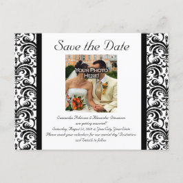 Zwart/Wit Bruiloft Save the Date Foto Briefkaart
