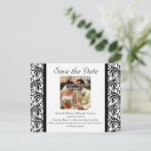 Zwart/Wit Bruiloft Save the Date Foto Briefkaart (Staand voorkant)