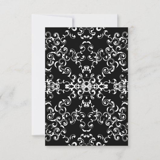 Zwart-wit bruiloft swirls kaart (Achterkant)