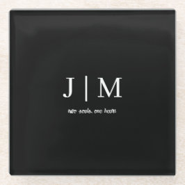 Zwart-wit bruiloft tekst glazen onderzetter