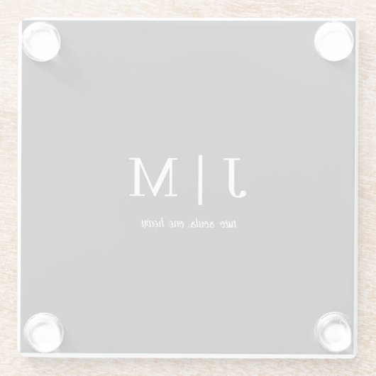 Zwart-wit bruiloft tekst glazen onderzetter (Achterkant)