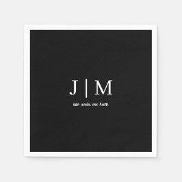 Zwart-wit bruiloft tekst servet
