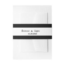 Zwart-wit bruiloft uitnodiging buikbanden uitnodigingen wikkel