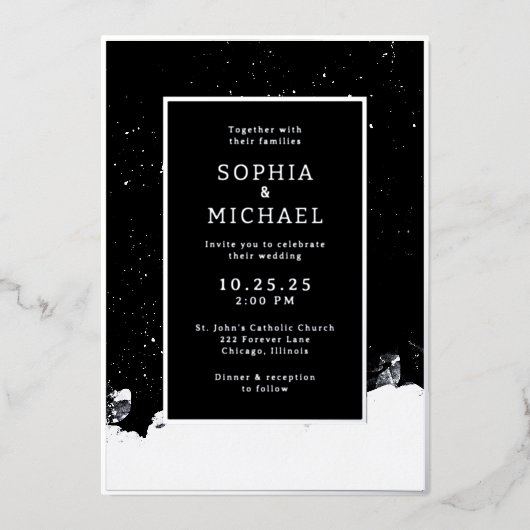 Zwart-wit bruiloft uitnodiging foto sjabloon (Voorkant)
