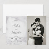 Zwart-wit bruiloft uitnodigingen met foto (Voorkant / Achterkant)