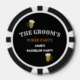 Zwart-wit bruiloft vrijgezellenfeest Groomsmen Poker Chips