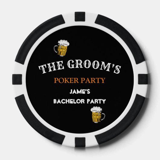 Zwart-wit bruiloft vrijgezellenfeest Groomsmen Poker Chips (Voorkant)