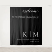 Zwart-wit-bruiloft Wandkleed (Voorkant)