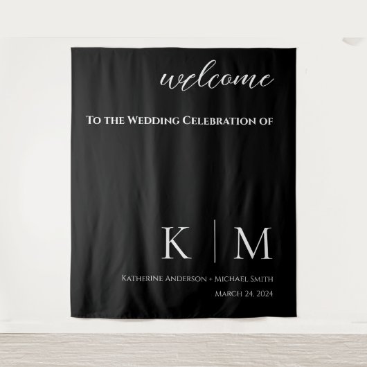 Zwart-wit-bruiloft Wandkleed (Voorkant)