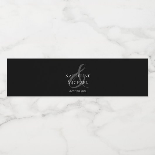 Zwart-wit-bruiloft Waterfles Etiket (Enkel label)