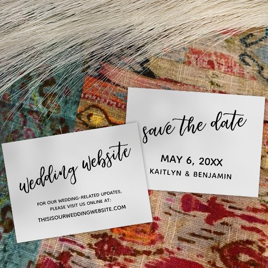 Zwart-wit bruiloft website, Save the Date Kaart Visitekaartje