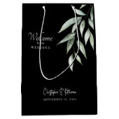 Zwart & Wit Bruiloft Welkom Foliage Medium Cadeauzakje (Voorkant)