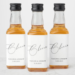 Zwart-wit bruiloft wijnfles likeurfles etiket