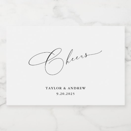 Zwart-wit bruiloft wijnfles likeurfles etiket (Enkel label)