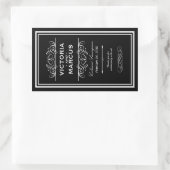 Zwart-wit Bruiloft Wijnfles Monogram Favor Rechthoekige Sticker (Tas)