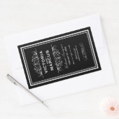 Zwart-wit Bruiloft Wijnfles Monogram Favor Rechthoekige Sticker (Envelop)