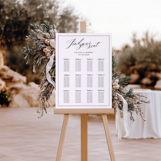 Zwart-wit bruiloft Zitting Grafiek met Script Poster